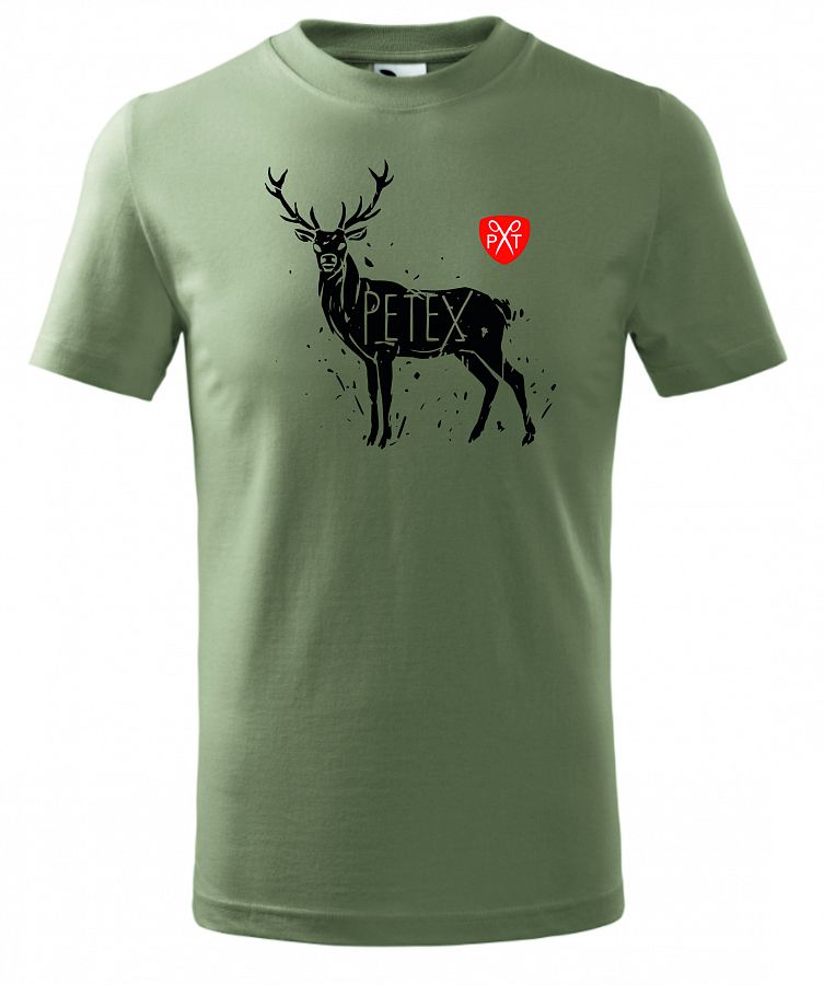 Dětské tričko myslivecké s jelenem PXT CREATIVE 138 světlá khaki vel. 110 - Obrázek